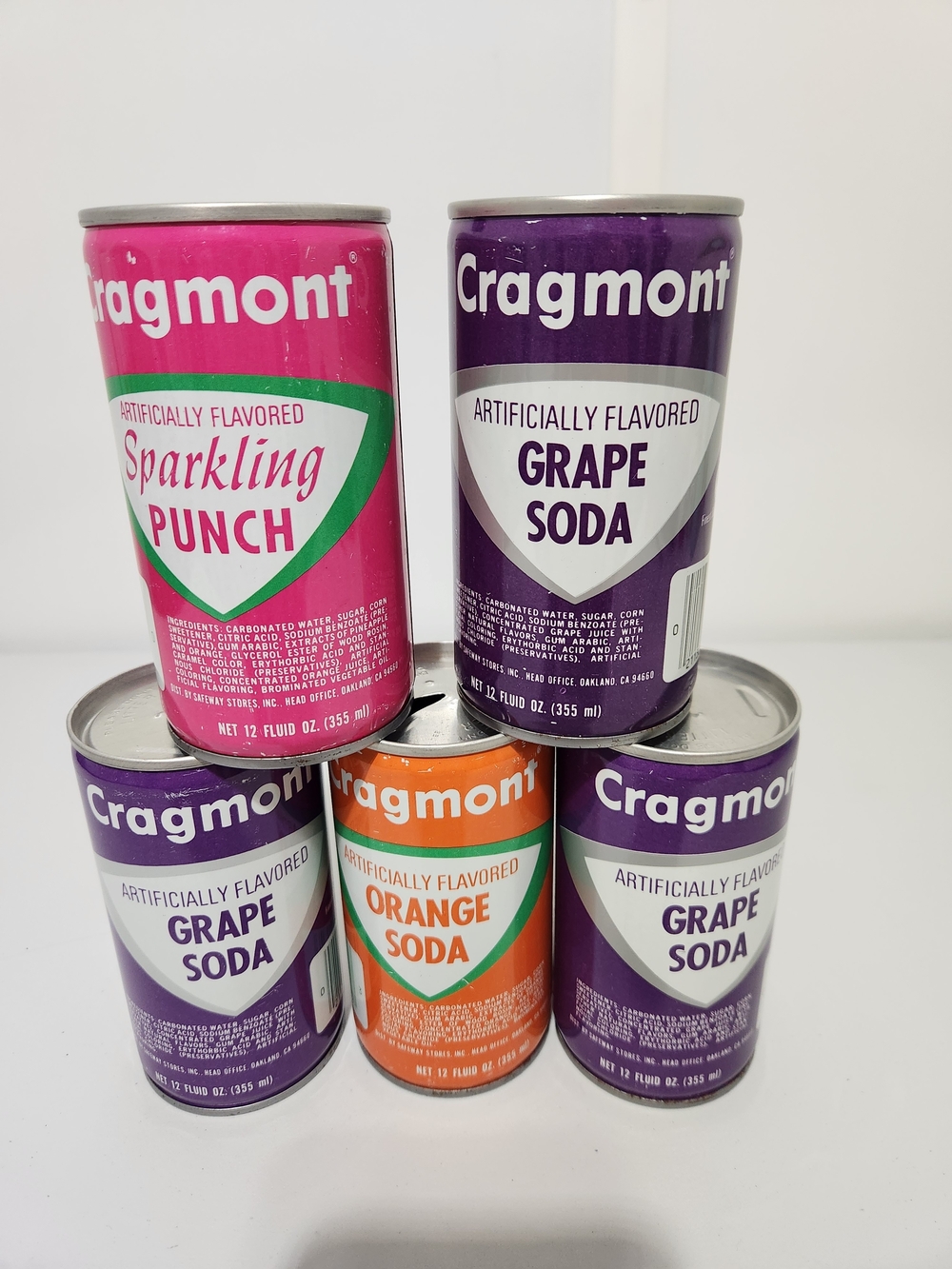 Vintage Craigmont Sparkling Soda Cans - Grape, Punch & Orange